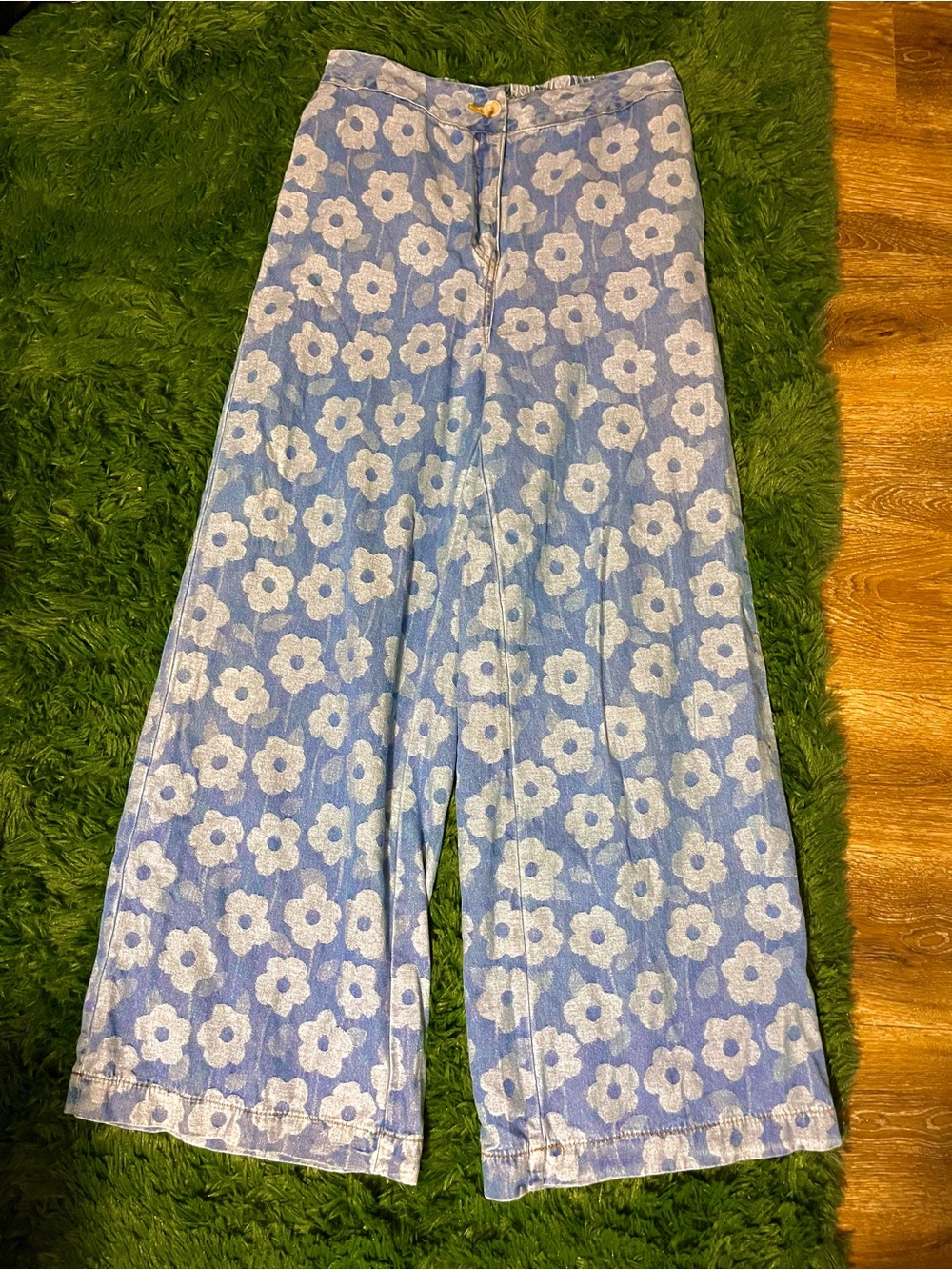 HYFVE blue floral wide leg jeans